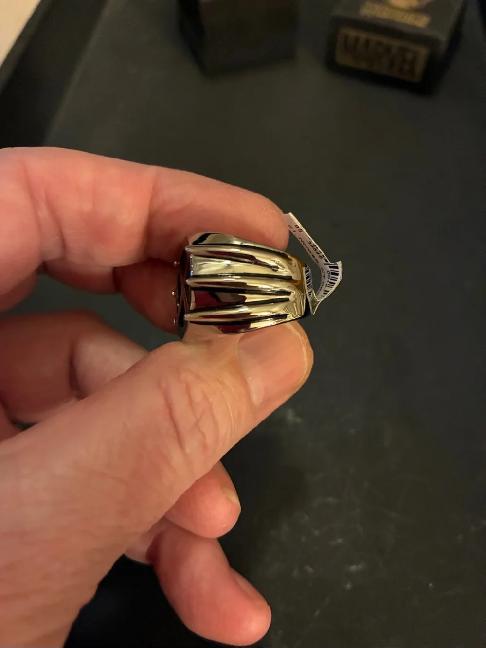 Wolverine Silver Ring with Black Inlay. Stainless steel. Vintage